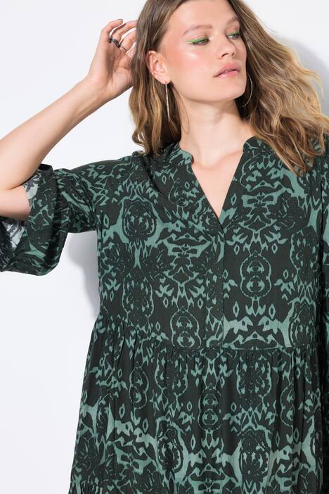 Maxi-jurk, A-lijn, all-over print, volants