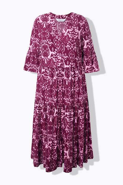 Maxi-jurk, A-lijn, all-over print, volants