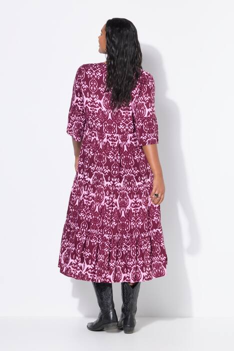 Maxi-jurk, A-lijn, all-over print, volants