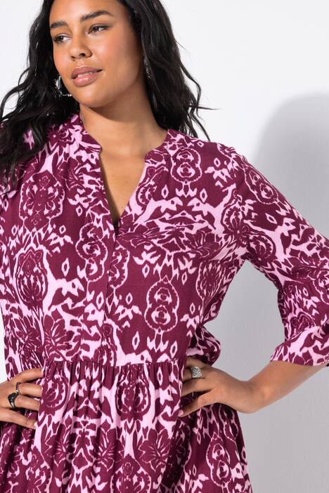 Maxi-jurk, A-lijn, all-over print, volants