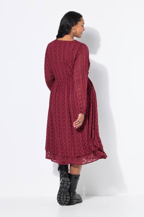 Robe midi coupe trapèze, en mousseline à losanges