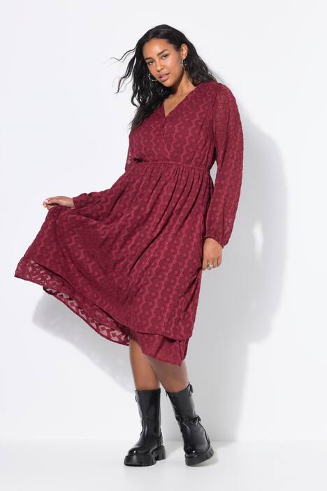 Robe midi coupe trapèze, en mousseline à losanges