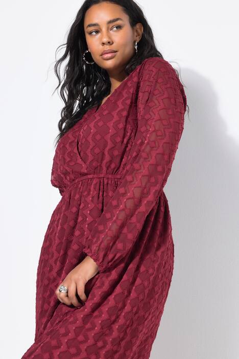 Robe midi coupe trapèze, en mousseline à losanges