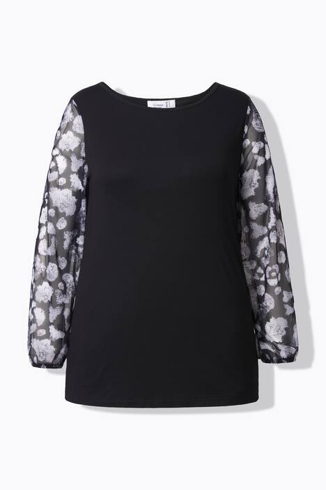 T-shirt dalla vestibilità classica con maniche lunghe di mesh a fantasia