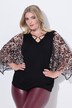 Camiseta, Classic Fit, mangas de campana 3/4 de malla con estampado de leopardo