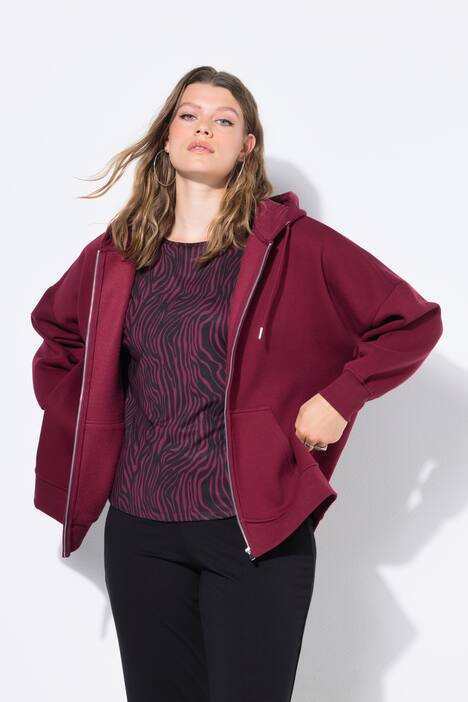 Hoodiejacke, oversized, Kapuze