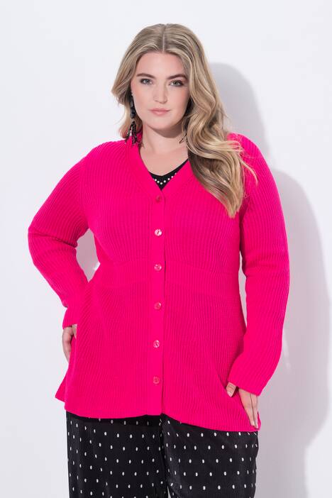 Chaqueta de punto, forma en A, faldilla, manga larga