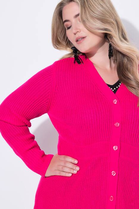 Chaqueta de punto, forma en A, faldilla, manga larga