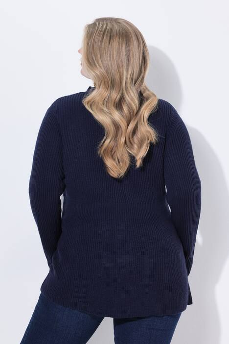 Chaqueta de punto, forma en A, faldilla, manga larga