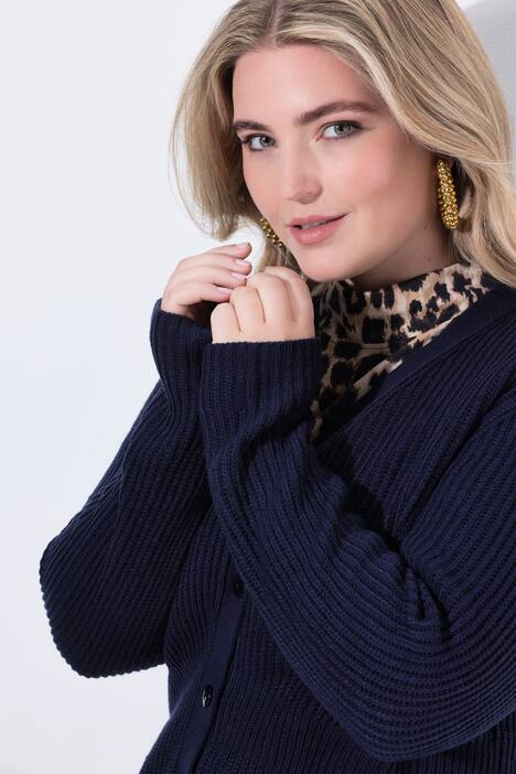 Chaqueta de punto, forma en A, faldilla, manga larga