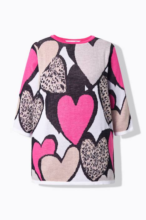 Trui, loose fit, hart, 3/4-mouwen
