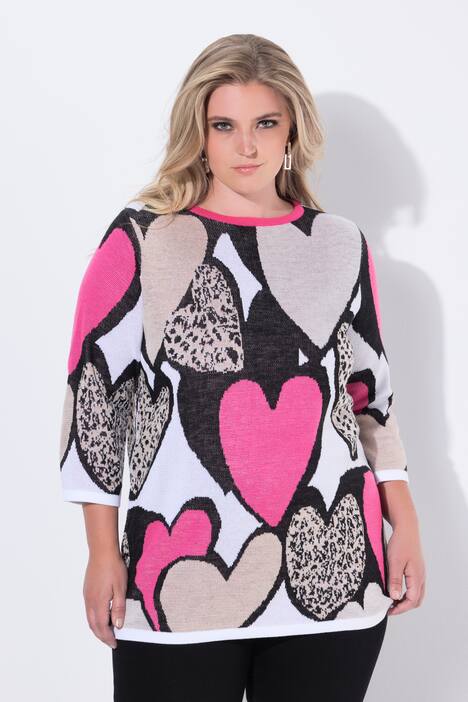 Trui, loose fit, hart, 3/4-mouwen