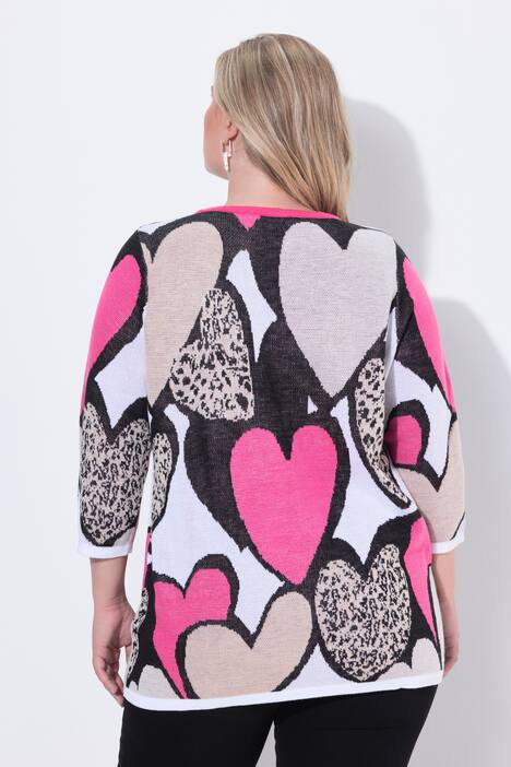 Trui, loose fit, hart, 3/4-mouwen
