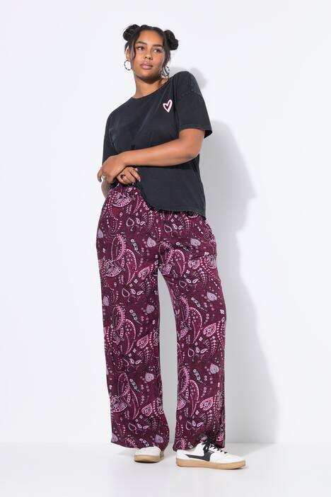 Pantalon palazzo taille haute et jambe large. Imprimé intégral