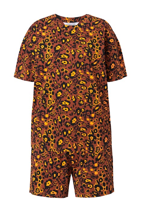 Pyžamo, krátké dvojdílné, leopardí vzor