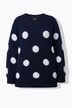 Pull motif pois, col rond et manches longues raglan