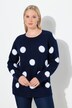 Pull motif pois, col rond et manches longues raglan