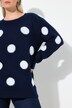 Pull motif pois, col rond et manches longues raglan