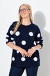 Pull motif pois, col rond et manches longues raglan