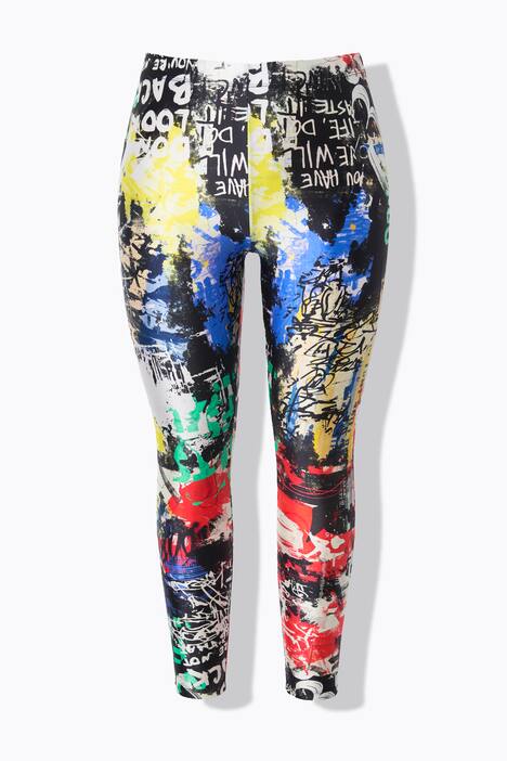 Leggings con stampa allover e cintura elastica