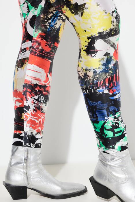 Leggings con stampa allover e cintura elastica