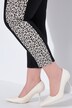 Pantalon en bengaline, coupe ajustée, bande léopard le long de la jambe