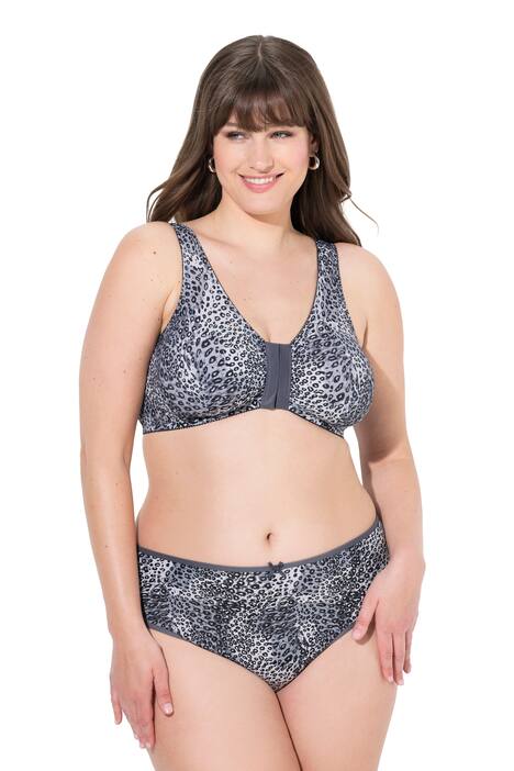 Bustier, leopardí vzor, přední zapínání, bez kostic