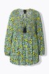 Gerimpelde blouse, bloemen, A-lijn, ronde hals, lange mouwen