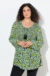 Gerimpelde blouse, bloemen, A-lijn, ronde hals, lange mouwen