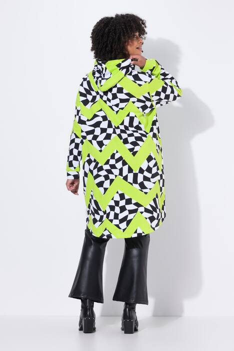 Sudadera con capucha, oversize, estampado de ajedrez, capucha