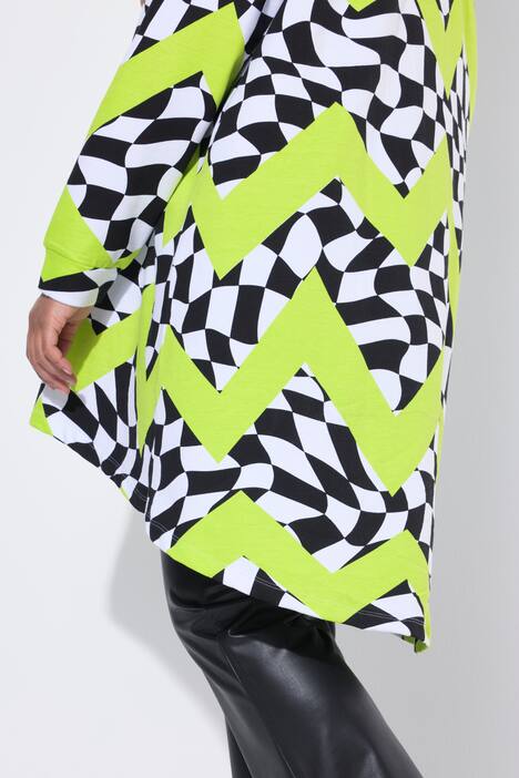 Sudadera con capucha, oversize, estampado de ajedrez, capucha