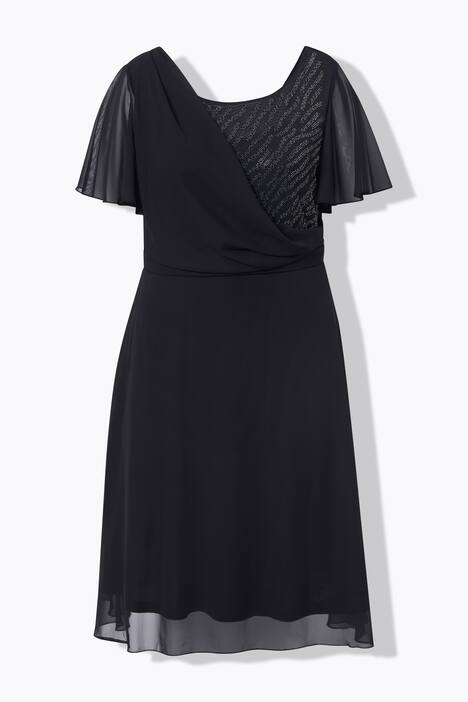 Midi-Abendkleid, Chiffon, Drapierung