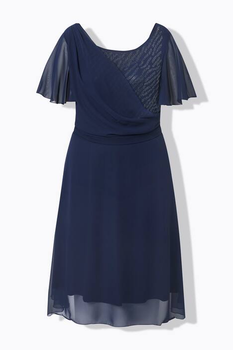Midi-Abendkleid, Chiffon, Drapierung
