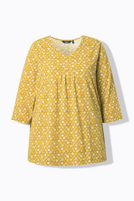 Shirt, met dierenprint, A-lijn, V-hals, 3/4-mouwen