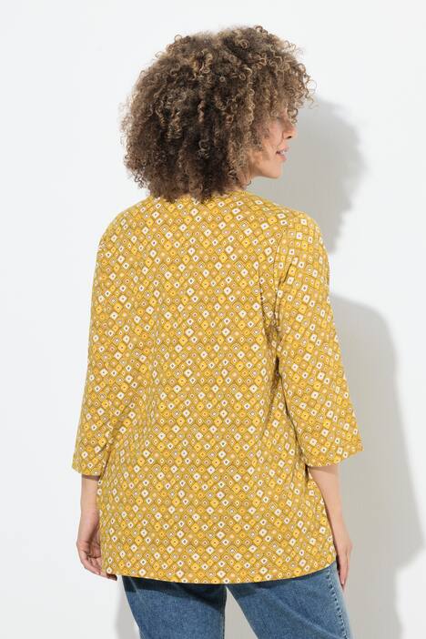 Shirt, met dierenprint, A-lijn, V-hals, 3/4-mouwen