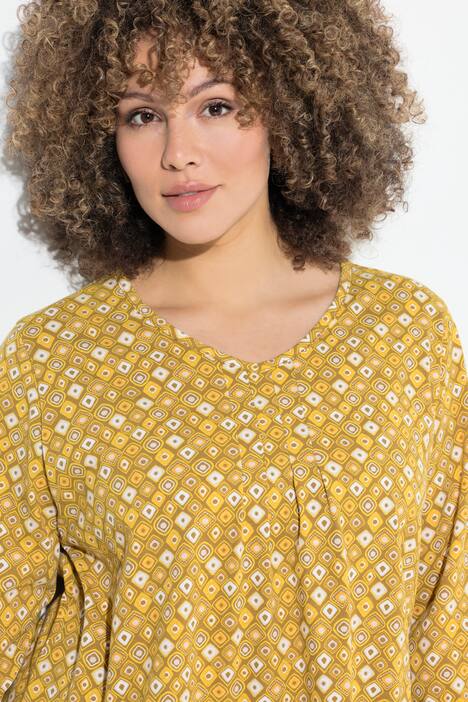 Shirt, met dierenprint, A-lijn, V-hals, 3/4-mouwen