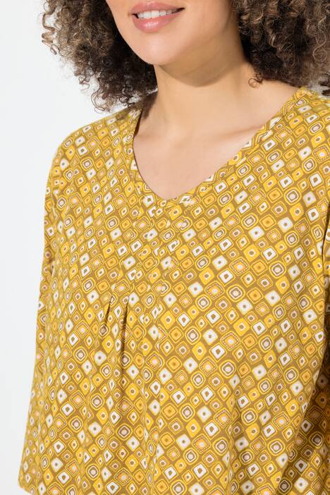 Shirt, met dierenprint, A-lijn, V-hals, 3/4-mouwen