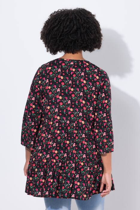 Tuniek, A-lijn, bloemenmotief, volants