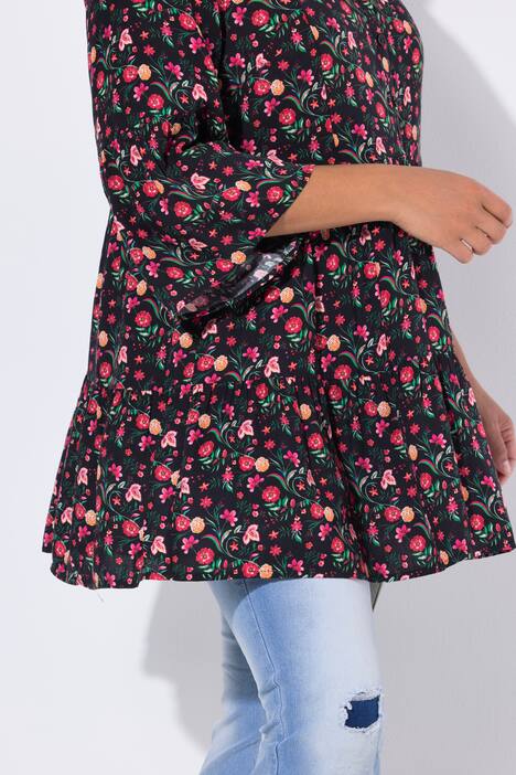 Tuniek, A-lijn, bloemenmotief, volants