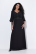 Chiffon maxi-jurk, dubbellaags, V-hals, 3/4-mouwen