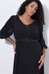 Chiffon maxi-jurk, dubbellaags, V-hals, 3/4-mouwen