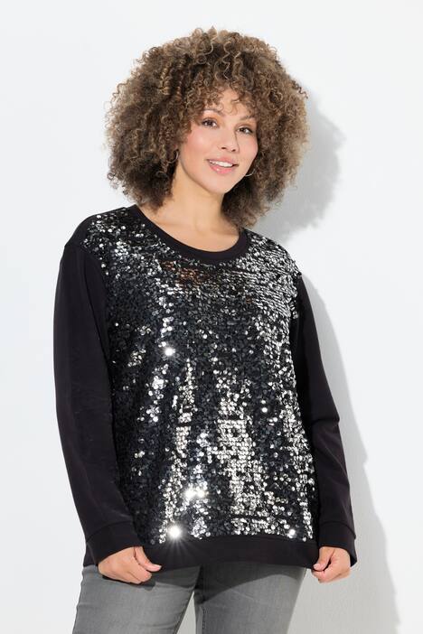 Sweatshirt, pailletten, oversized, ronde hals, lange mouwen
