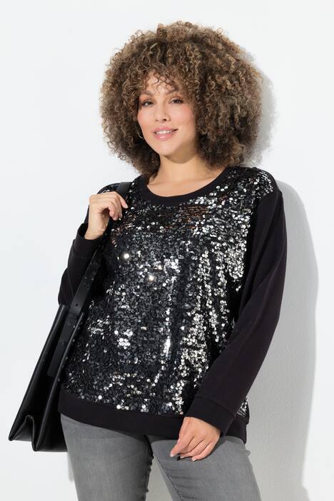 Sweatshirt, pailletten, oversized, ronde hals, lange mouwen