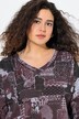 Sweat-shirt col en V et manches longues, imprimé patchwork