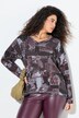 Sweat-shirt col en V et manches longues, imprimé patchwork