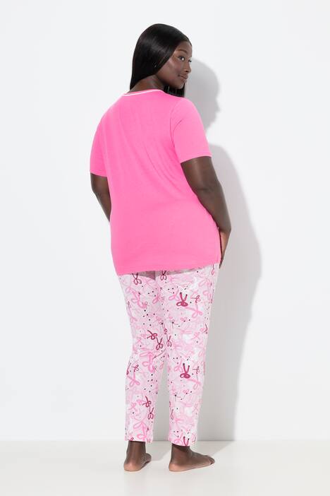 Pyjama, strikjes, ronde hals, korte mouwen, zakken
