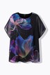 Chiffon overhemdblouse, dubbellaags, ronde hals, korte mouw