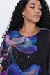 Chiffon overhemdblouse, dubbellaags, ronde hals, korte mouw