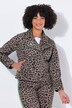 Chaqueta motera, tejido de twill, leopardo, cremallera de metal