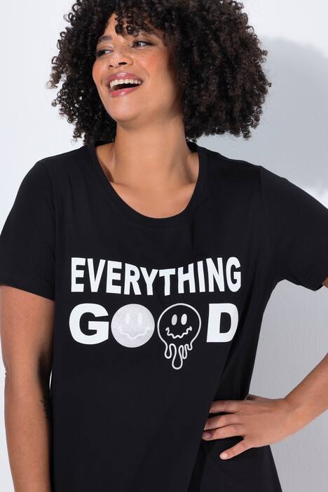 T-shirt long à manches courtes, message avec Smiley
